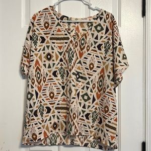 Boutique VNeck Southwest Print Blouse